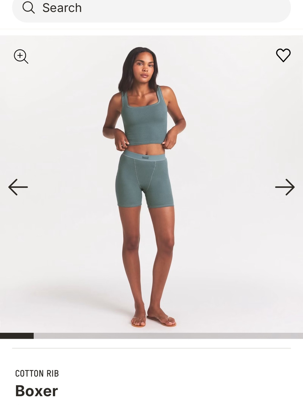 SKIMS Cotton Rib Boxer & Crop Tank Set — Kyanite